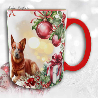 Tazza VINTAGE WINTER - AUSTRALIAN CATTLE DOG Red - In Ceramica, con dettagli Rossi - 330 ml