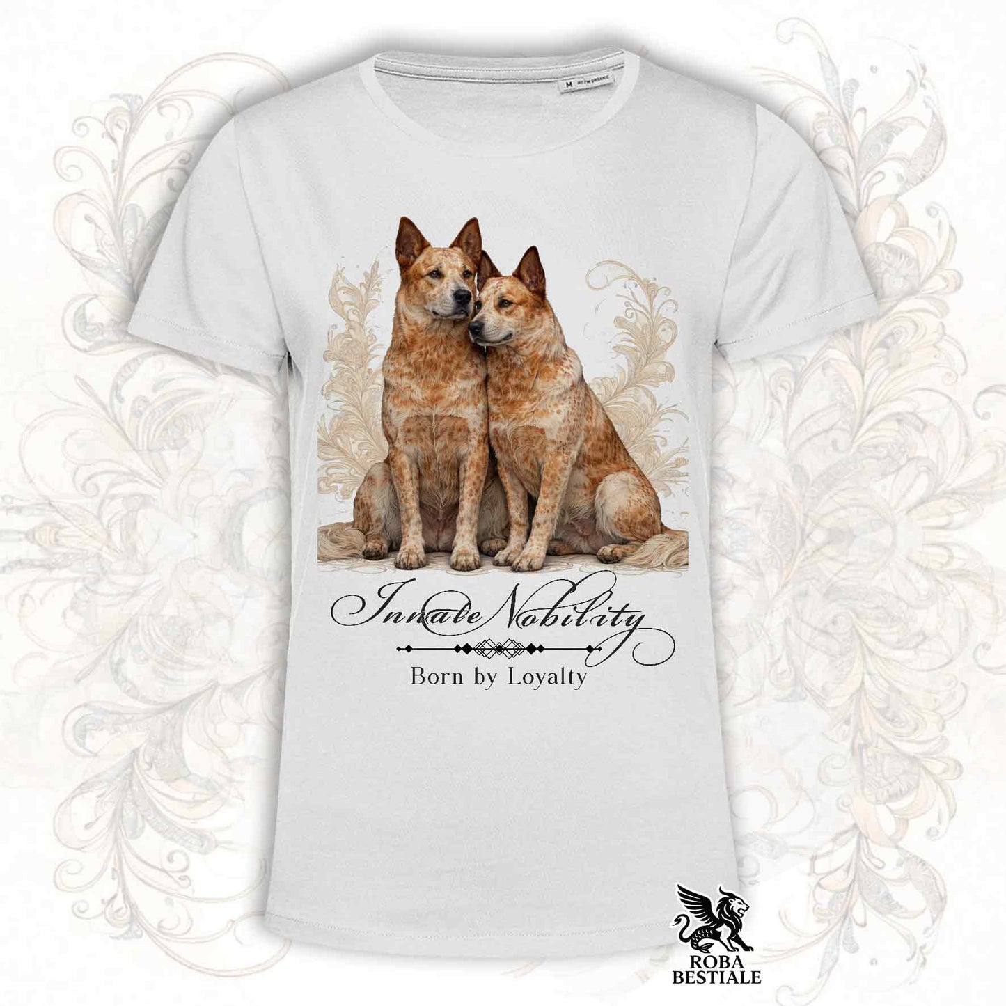 T-Shirt NOBILITY - AUSTRALIAN CATTLE DOG Red - Bianca o Beige, da Uomo o da Donna - dalla XS alla 5XL