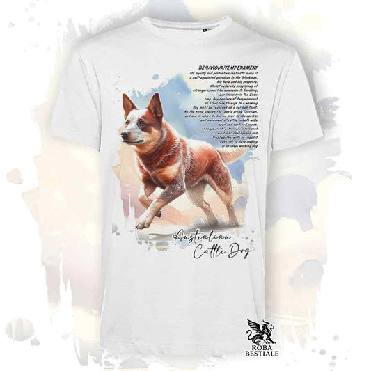 T-Shirt BEHAVIOR - AUSTRALIAN CATTLE DOG Red - Bianca o Beige, da Uomo o da Donna - dalla XS alla 5XLa - dalla XS alla 5XL