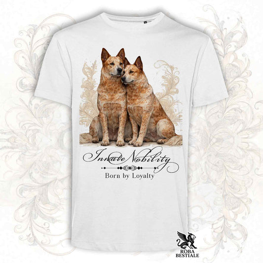 T-Shirt NOBILITY - AUSTRALIAN CATTLE DOG Red - Bianca o Beige, da Uomo o da Donna - dalla XS alla 5XL