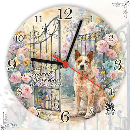 Wall Clock SECRET GARDEN - AUSTRALIAN CATTLE DOG Red - in MDF - 20 or 30 cm diameter
