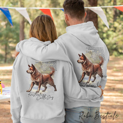 Felpa BEHAVIOR - AUSTRALIAN CATTLE DOG Red - Con Cerniera - Uomo o Donna - Bianca o Grigia - dalla XS alla 3XL