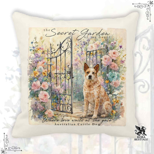 Cuscino SECRET GARDEN - AUSTRALIAN CATTLE DOG Red - 100% Tela di Cotone - 40x40 cm