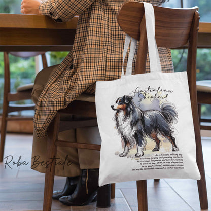 Shopper BEHAVIOR - AUSTRALIAN SHEPHERD Black Tricolor - Standard FCI - Diversi colori disponibili, 100% Cotone