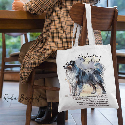 Shopper BEHAVIOR - AUSTRALIAN SHEPHERD Blue Merle - Standard FCI - Diversi colori disponibili, 100% Cotone