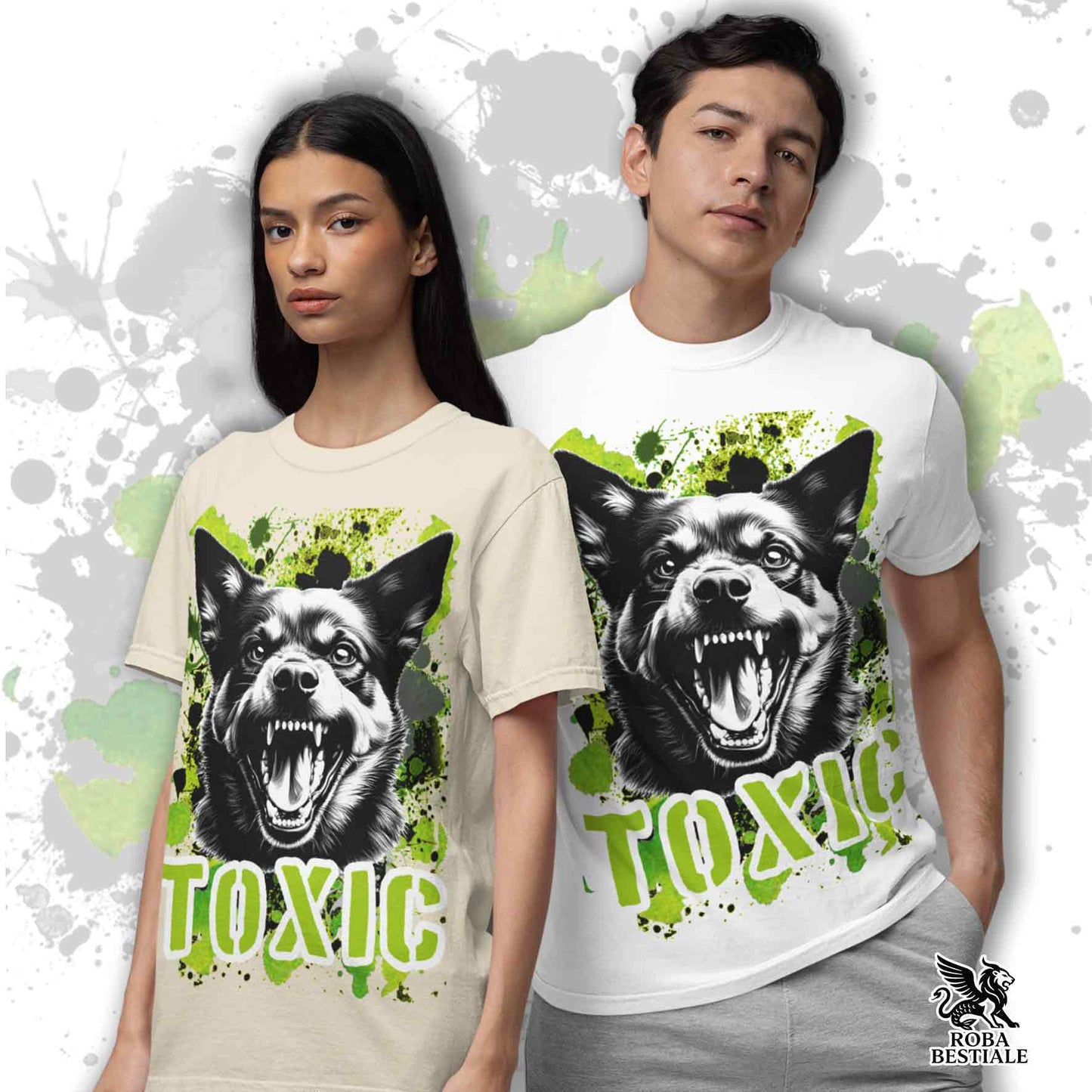T-Shirt TOXIC - AUSTRALIAN KELPIE - Bianca o Beige, da Uomo o da Donna - dalla XS alla 5XL
