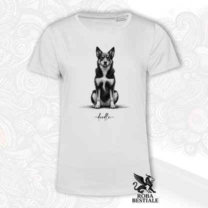 T-Shirt DOODLE - AUSTRALIAN KELPIE - Bianca o Beige, da Uomo o da Donna - dalla XS alla 5XL