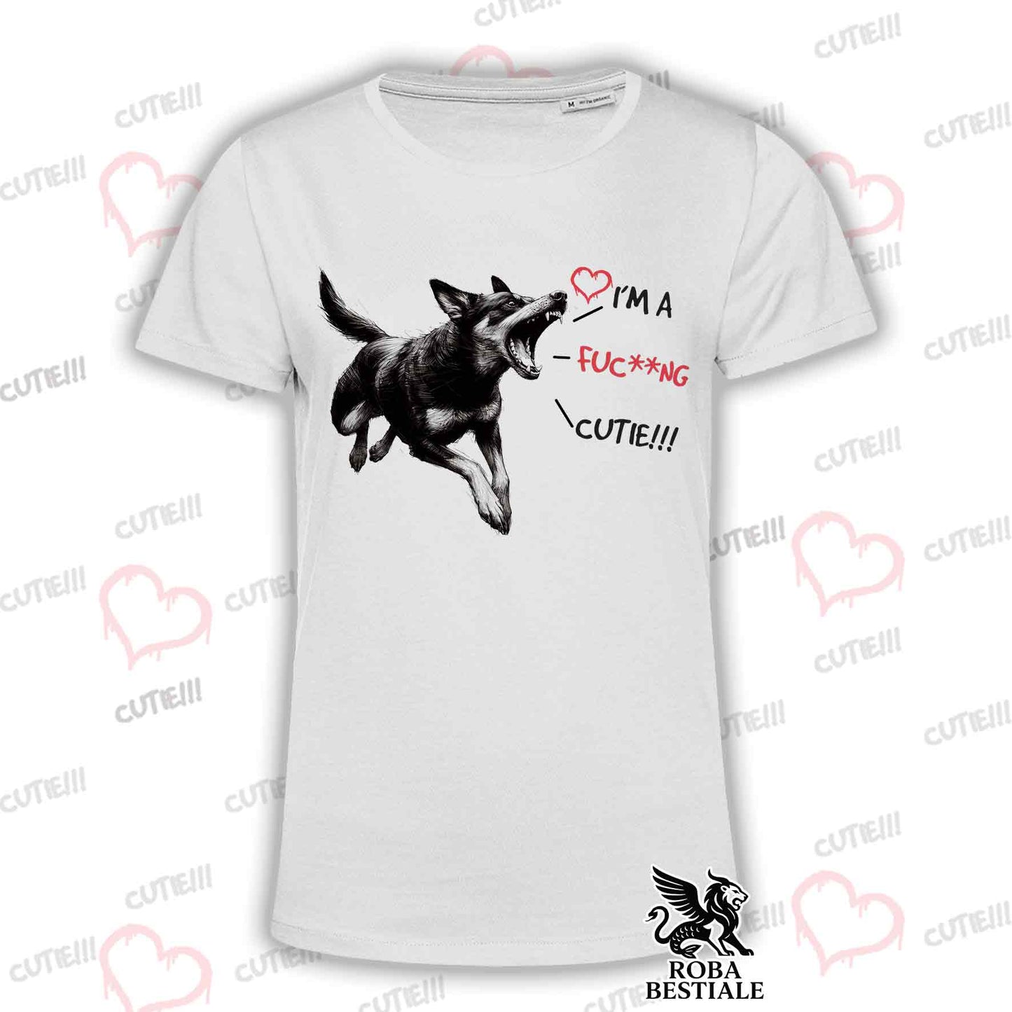 T-Shirt CUTIE - AUSTRALIAN KELPIE - Bianca o Beige, da Uomo o da Donna - dalla XS alla 5XL