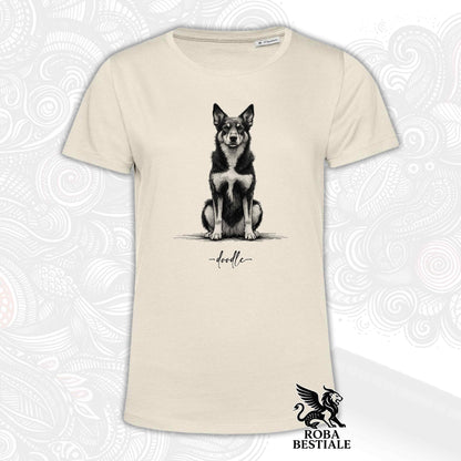 T-Shirt DOODLE - AUSTRALIAN KELPIE - Bianca o Beige, da Uomo o da Donna - dalla XS alla 5XL