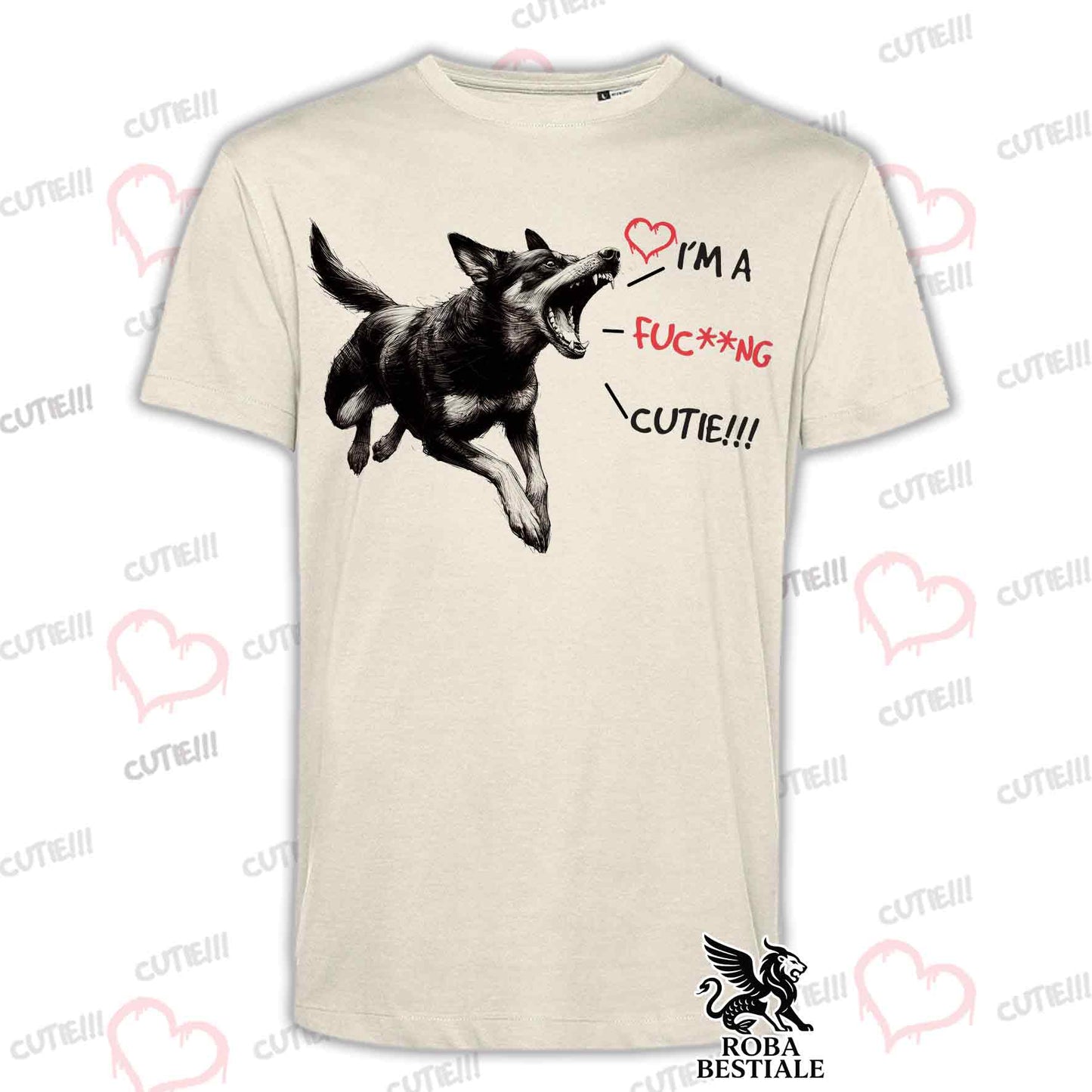 T-Shirt CUTIE - AUSTRALIAN KELPIE - Bianca o Beige, da Uomo o da Donna - dalla XS alla 5XL