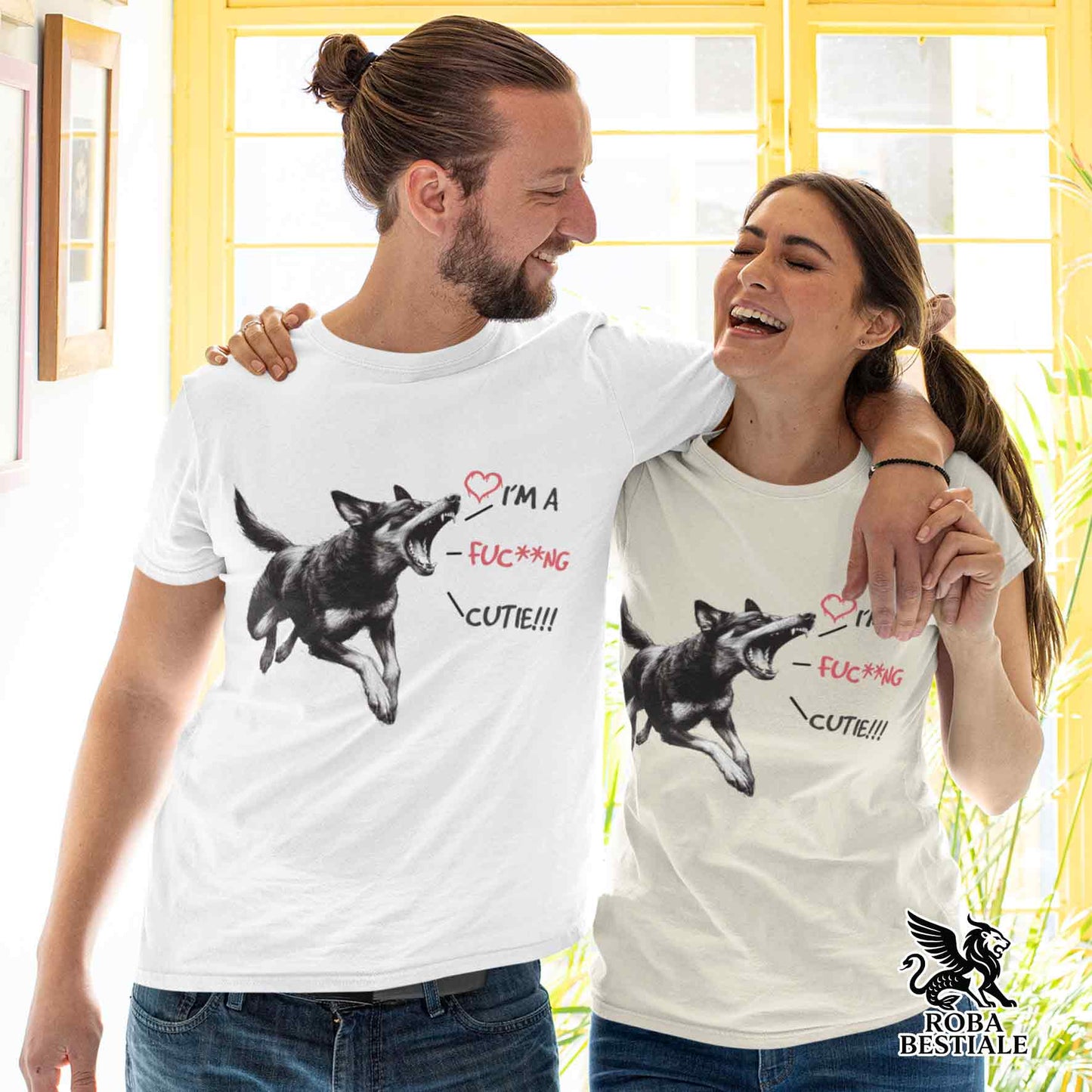 T-Shirt CUTIE - AUSTRALIAN KELPIE - Bianca o Beige, da Uomo o da Donna - dalla XS alla 5XL