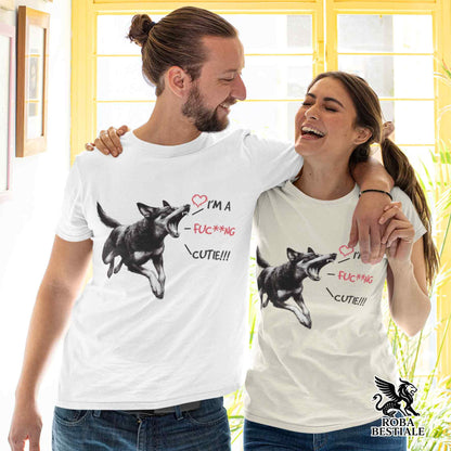 T-Shirt CUTIE - AUSTRALIAN KELPIE - Bianca o Beige, da Uomo o da Donna - dalla XS alla 5XL