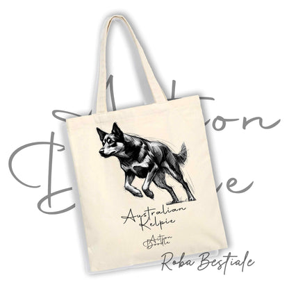 Shopper ACTION DOODLE - AUSTRALIAN KELPIE 1 - Diversi colori disponibili, 100% Cotone