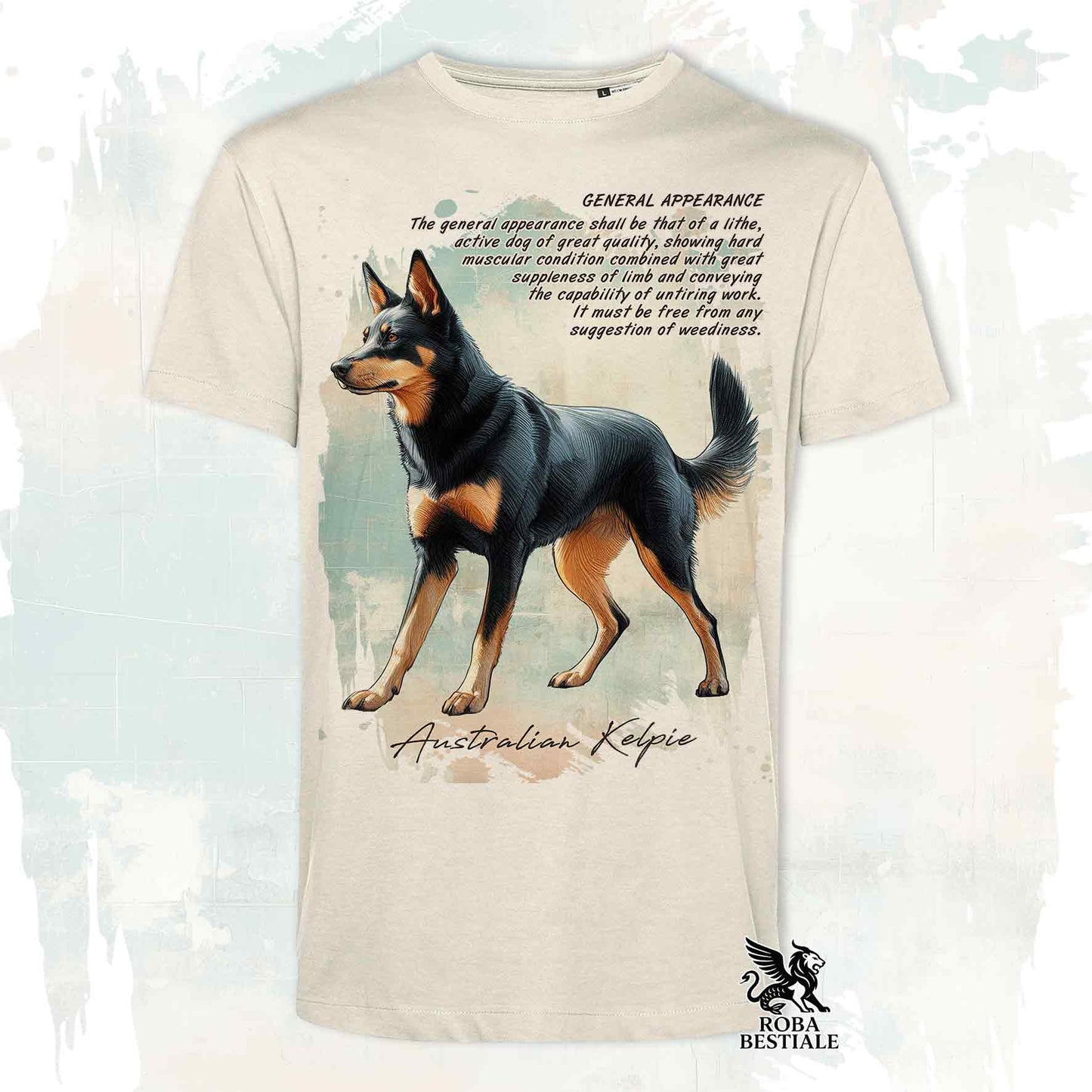 T-Shirt APPEARANCE - AUSTRALIAN KELPIE Nero Focato - Bianca o Beige, da Uomo o da Donna - dalla XS alla 5XL