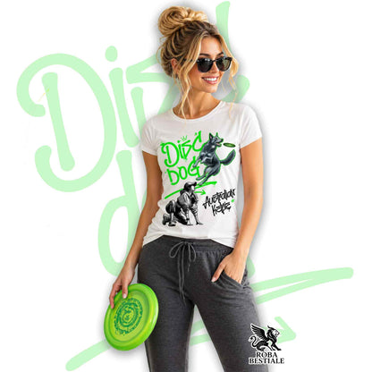 T-Shirt DISC DOG Graffiti "GIRL" - AUSTRALIAN KELPIE Blu Cenere - Bianca, colore dettagli a scelta - dalla XS alla 5XL