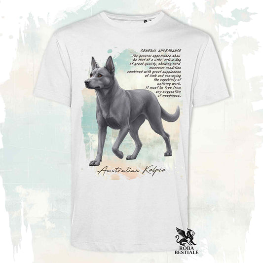 T-Shirt APPEARANCE - AUSTRALIAN KELPIE Blue Cenere - Bianca o Beige, da Uomo o da Donna - dalla XS alla 5XL