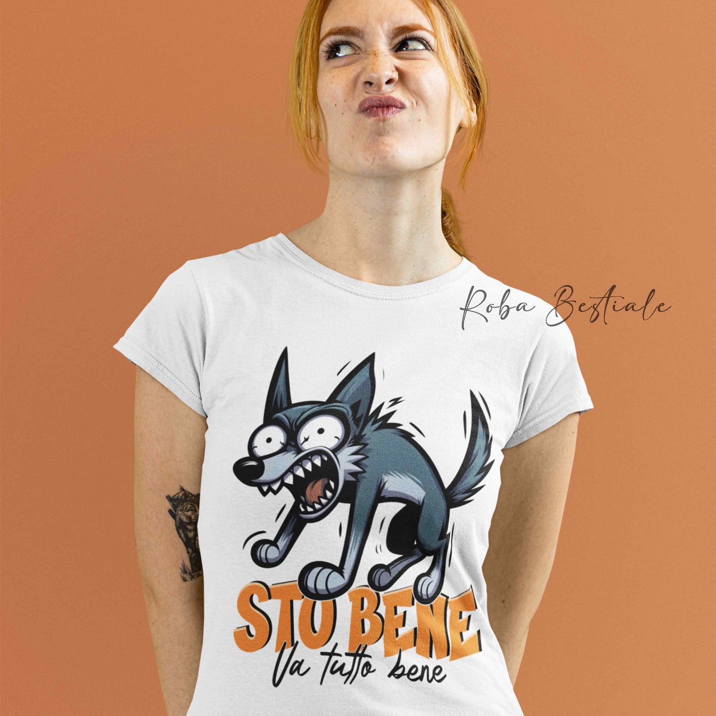 T-Shirt BONKERS - STO BENE - AUSTRALIAN KELPIE Blue Cenere - Uomo o Donna - dalla XS alla 5XL