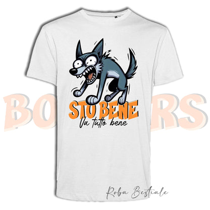 T-Shirt BONKERS - STO BENE - AUSTRALIAN KELPIE Blue Cenere - Uomo o Donna - dalla XS alla 5XL