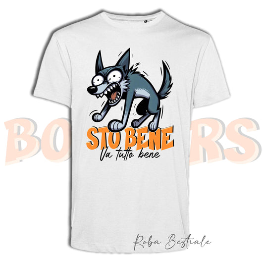 T-Shirt BONKERS - STO BENE - AUSTRALIAN KELPIE Blue Cenere - Uomo o Donna - dalla XS alla 5XL