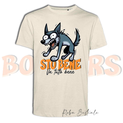 T-Shirt BONKERS - STO BENE - AUSTRALIAN KELPIE Blue Cenere - Uomo o Donna - dalla XS alla 5XL