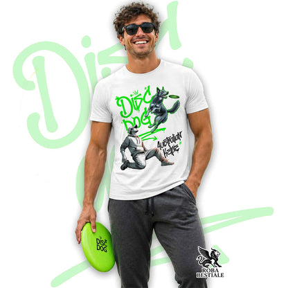 T-Shirt DISC DOG Graffiti "BOY" - AUSTRALIAN KELPIE Blu Cenere - Bianca, colore dettagli a scelta - dalla XS alla 5XL