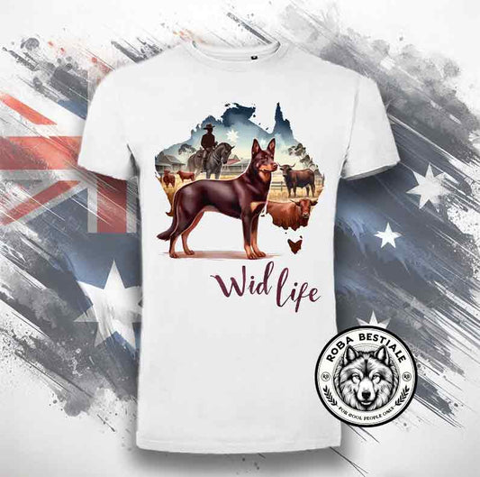 T-shirt AUSTRALIA Wild Life - AUSTRALIAN KELPIE Chocolate/Red & Tan