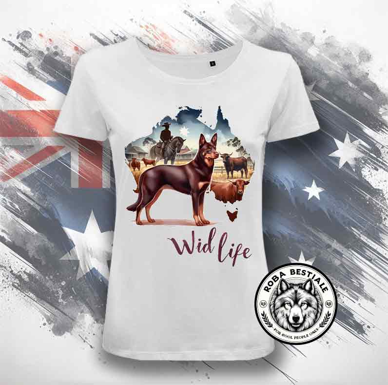 T-shirt AUSTRALIA Wild Life - AUSTRALIAN KELPIE Chocolate/Red & Tan