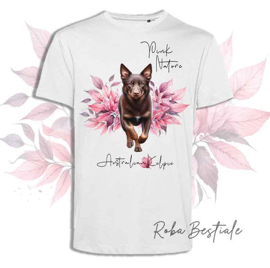 T-Shirt PINK NATURE - AUSTRALIAN KELPIE Chocolate - Uomo o Donna - dalla XS alla 5XL