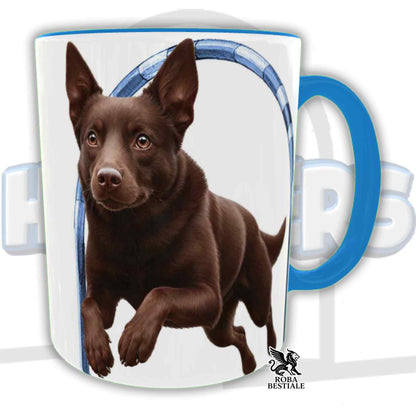 Tazza HOOPERS Player - AUSTRALIAN KELPIE Chocolate - In Ceramica, con manico e interno colorato - 330 ml