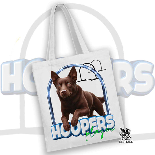 Tote Bag HOOPERS Player - AUSTRALIAN KELPIE Chocolate - 100% Cotone - Bianca o Beige