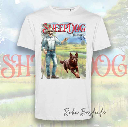 T-Shirt VINTAGE SHEEPDOG - AUSTRALIAN KELPIE Chocolate - Design "BOY" o "GIRL"