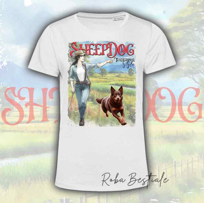 T-Shirt VINTAGE SHEEPDOG - AUSTRALIAN KELPIE Chocolate - Design "BOY" o "GIRL"