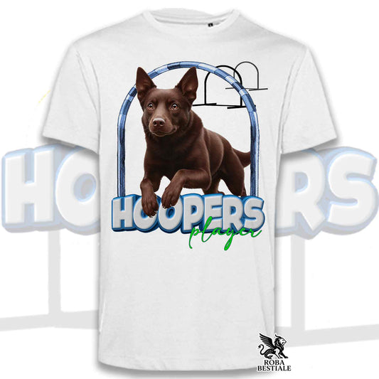 T-Shirt HOOPERS Player - AUSTRALIAN KELPIE Chocolate - Bianca o Beige, da Uomo o da Donna - dalla XS alla 5XL