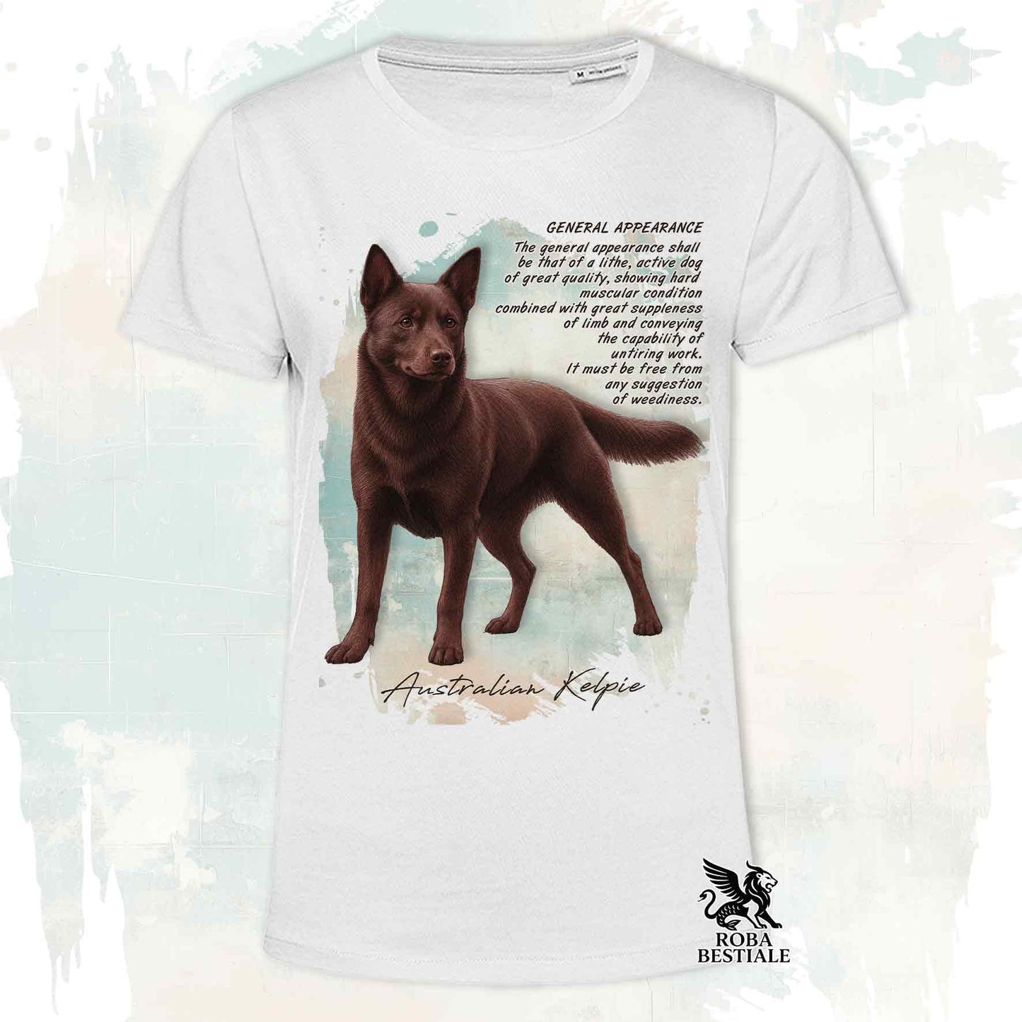T-Shirt APPEARANCE - AUSTRALIAN KELPIE Cioccolato - Bianca o Beige, da Uomo o da Donna - dalla XS alla 5XL