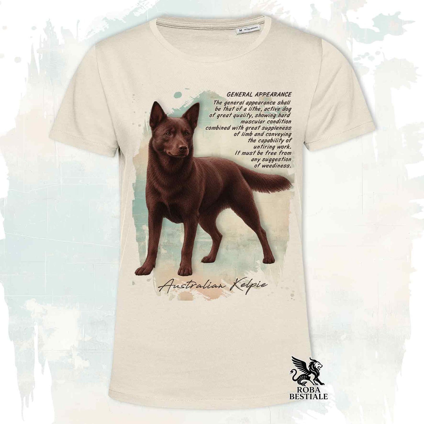 T-Shirt APPEARANCE - AUSTRALIAN KELPIE Cioccolato - Bianca o Beige, da Uomo o da Donna - dalla XS alla 5XL