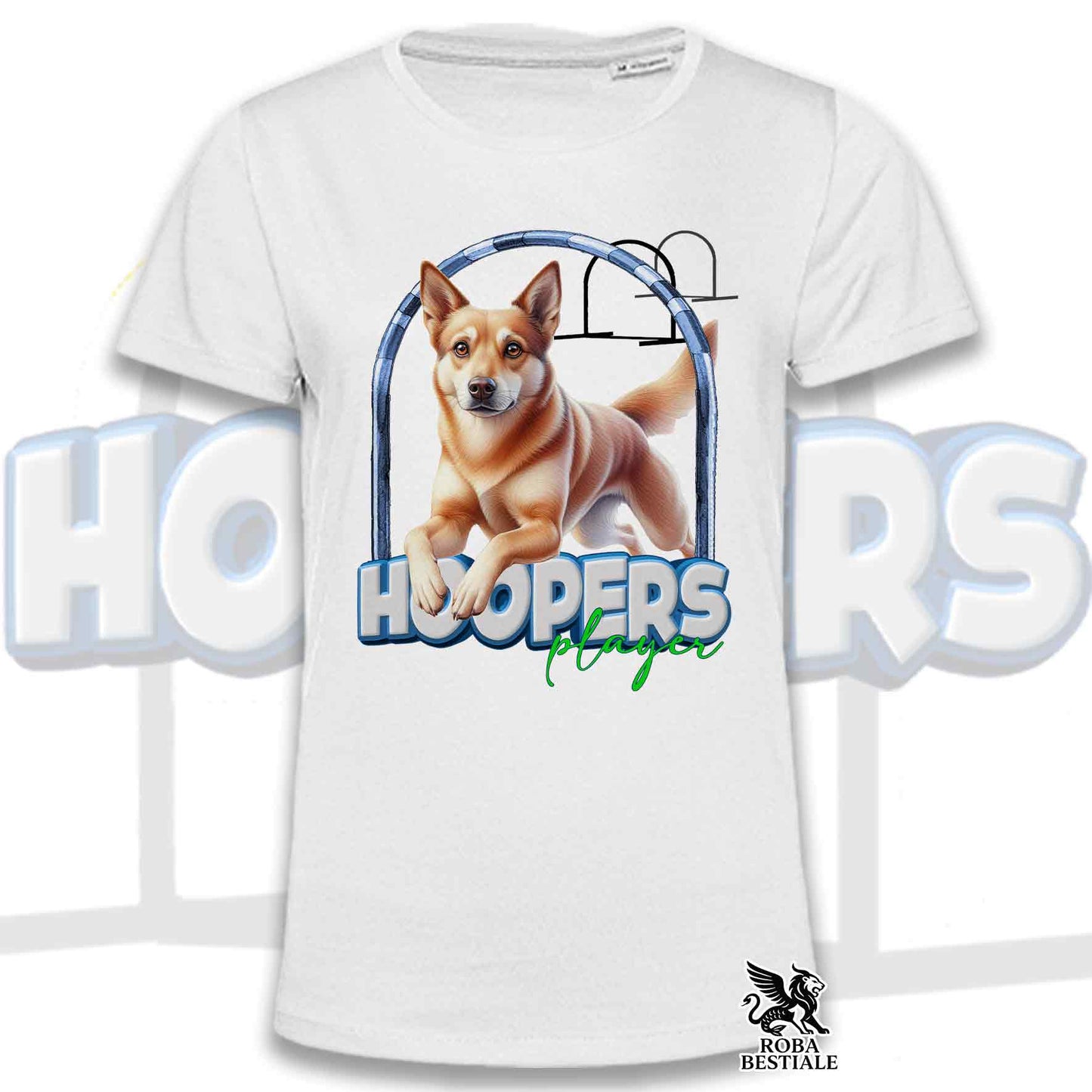T-Shirt HOOPERS Player - AUSTRALIAN KELPIE Fulvo - Bianca o Beige, da Uomo o da Donna - dalla XS alla 5XL