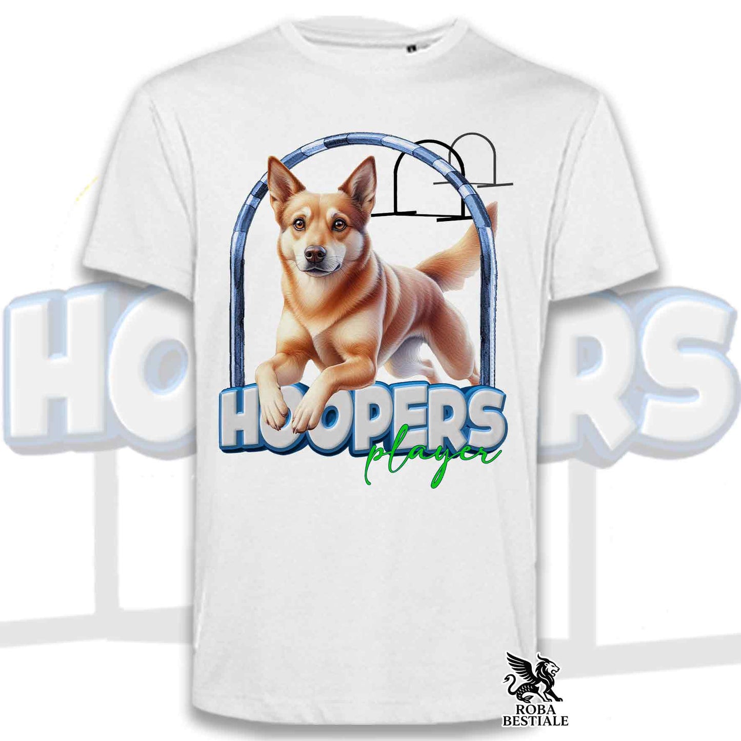 T-Shirt HOOPERS Player - AUSTRALIAN KELPIE Fulvo - Bianca o Beige, da Uomo o da Donna - dalla XS alla 5XL