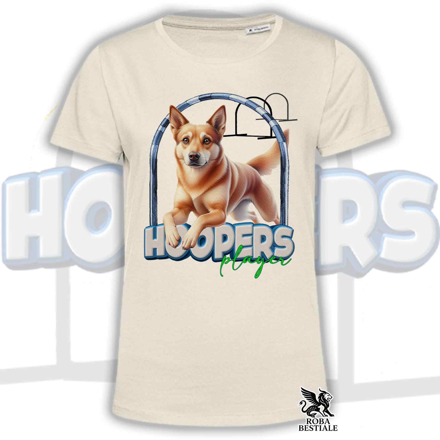 T-Shirt HOOPERS Player - AUSTRALIAN KELPIE Fulvo - Bianca o Beige, da Uomo o da Donna - dalla XS alla 5XL