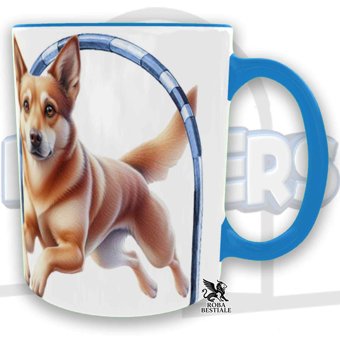 Tazza HOOPERS Player - AUSTRALIAN KELPIE Fulvo - In Ceramica, con manico e interno colorato - 330 ml