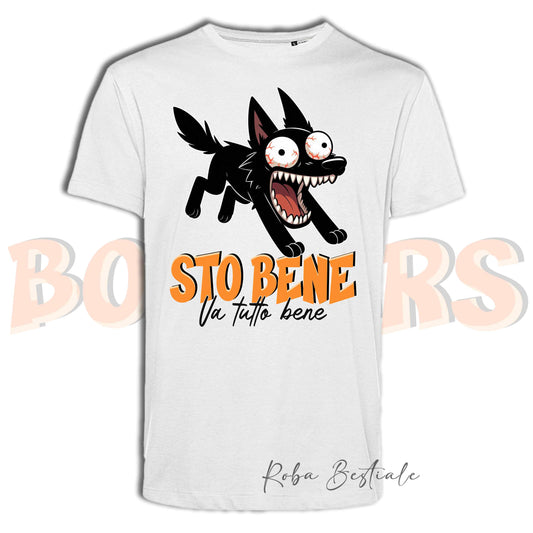 T-Shirt BONKERS - STO BENE - AUSTRALIAN KELPIE Nero - Uomo o Donna - dalla XS alla 5XL