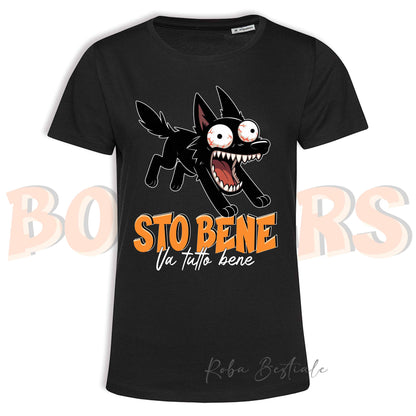 T-Shirt BONKERS - STO BENE - AUSTRALIAN KELPIE Nero - Uomo o Donna - dalla XS alla 5XL