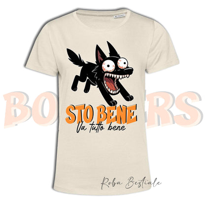 T-Shirt BONKERS - STO BENE - AUSTRALIAN KELPIE Nero - Uomo o Donna - dalla XS alla 5XL