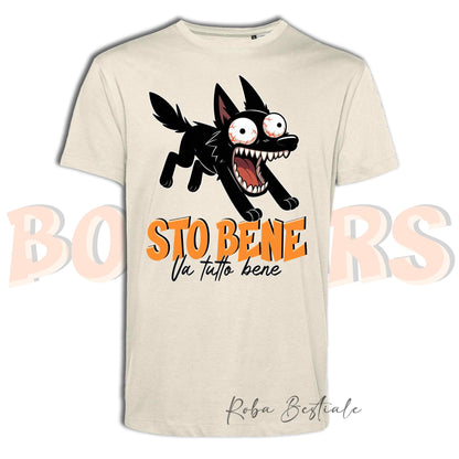 T-Shirt BONKERS - STO BENE - AUSTRALIAN KELPIE Nero - Uomo o Donna - dalla XS alla 5XL