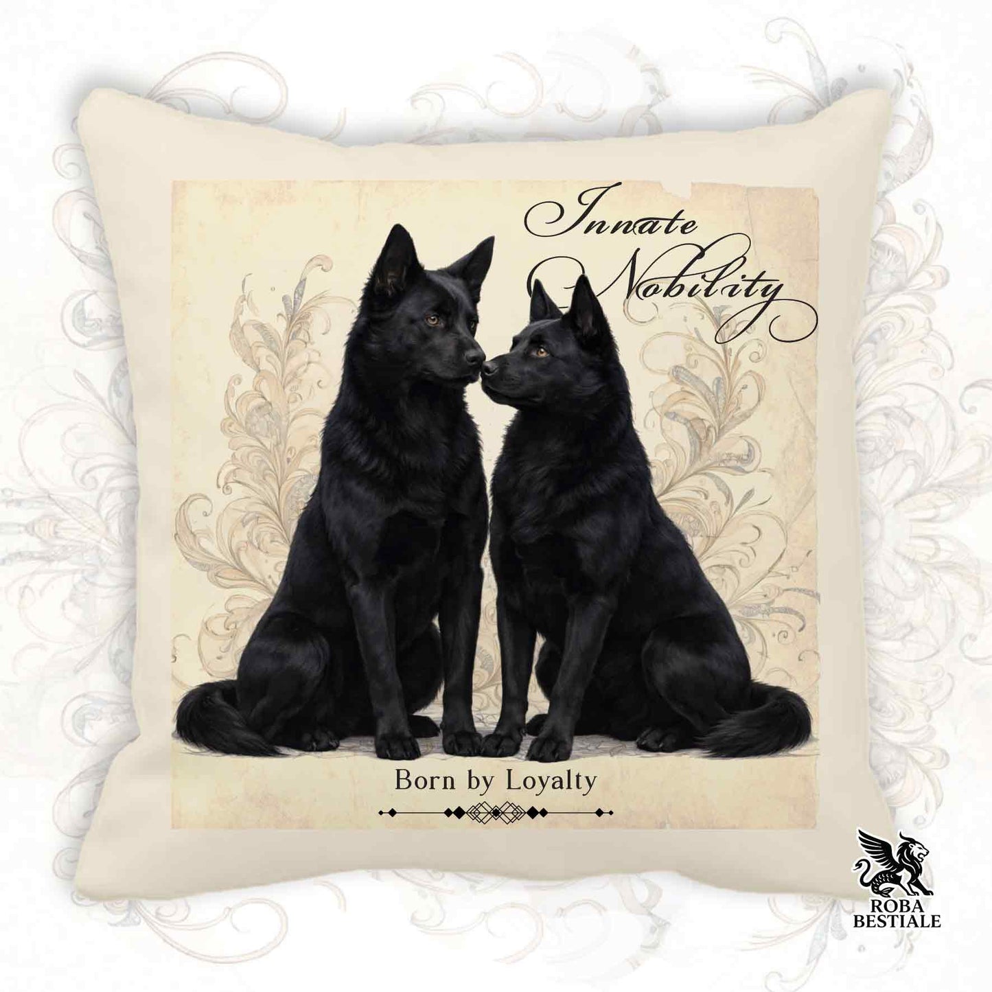 Cuscino NOBILITY - AUSTRALIAN KELPIE Nero - 100% Tela di Cotone - 40x40 cm