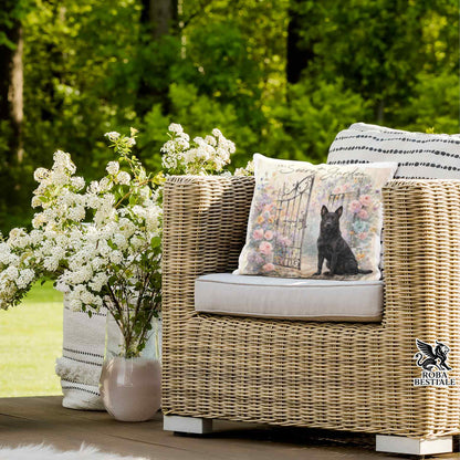 Cuscino SECRET GARDEN - AUSTRALIAN KELPIE Nero - 100% Tela di Cotone - 40x40 cm