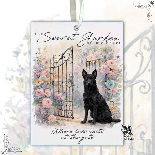 Profumatore SECRET GARDEN - AUSTRALIAN KELPIE Black - In Feltro, con cordino - 7,5 x 10 cm
