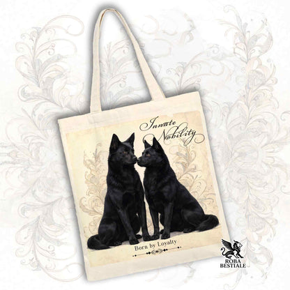 Tote Bag NOBILITY - AUSTRALIAN KELPIE Nero - 100% Cotone - Bianca o Beige