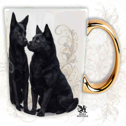 Tazza NOBILITY - AUSTRALIAN KELPIE Nero - Manico ORO - 330 ml - in Ceramica