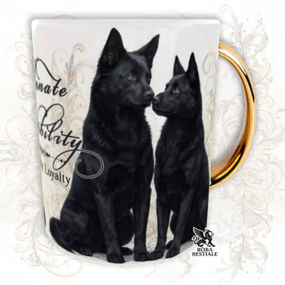 Tazza NOBILITY - AUSTRALIAN KELPIE Nero - Manico ORO - 330 ml - in Ceramica