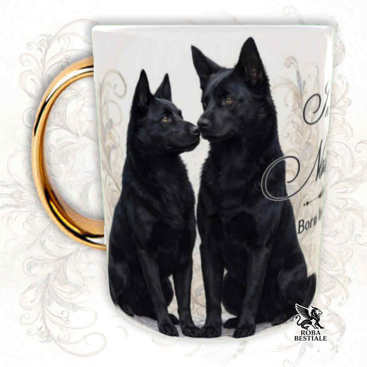 Tazza NOBILITY - AUSTRALIAN KELPIE Nero - Manico ORO - 330 ml - in Ceramica